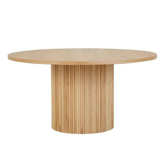 Benjamin Ripple Round Dining Table in Natural Ash by GlobeWest
