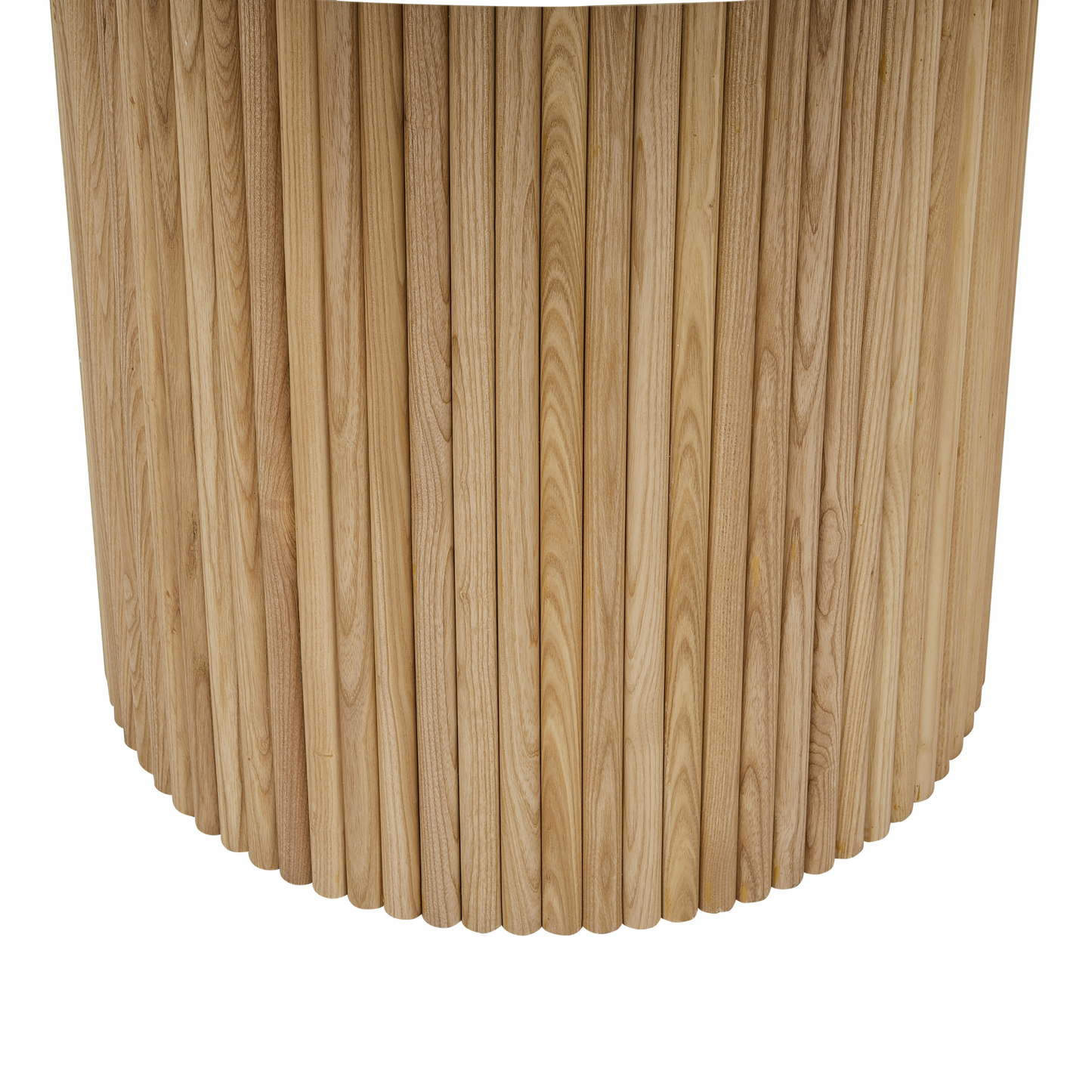 Benjamin Ripple Round Marble Dining Table Matt White Marble - Natural Ash by GlobeWest