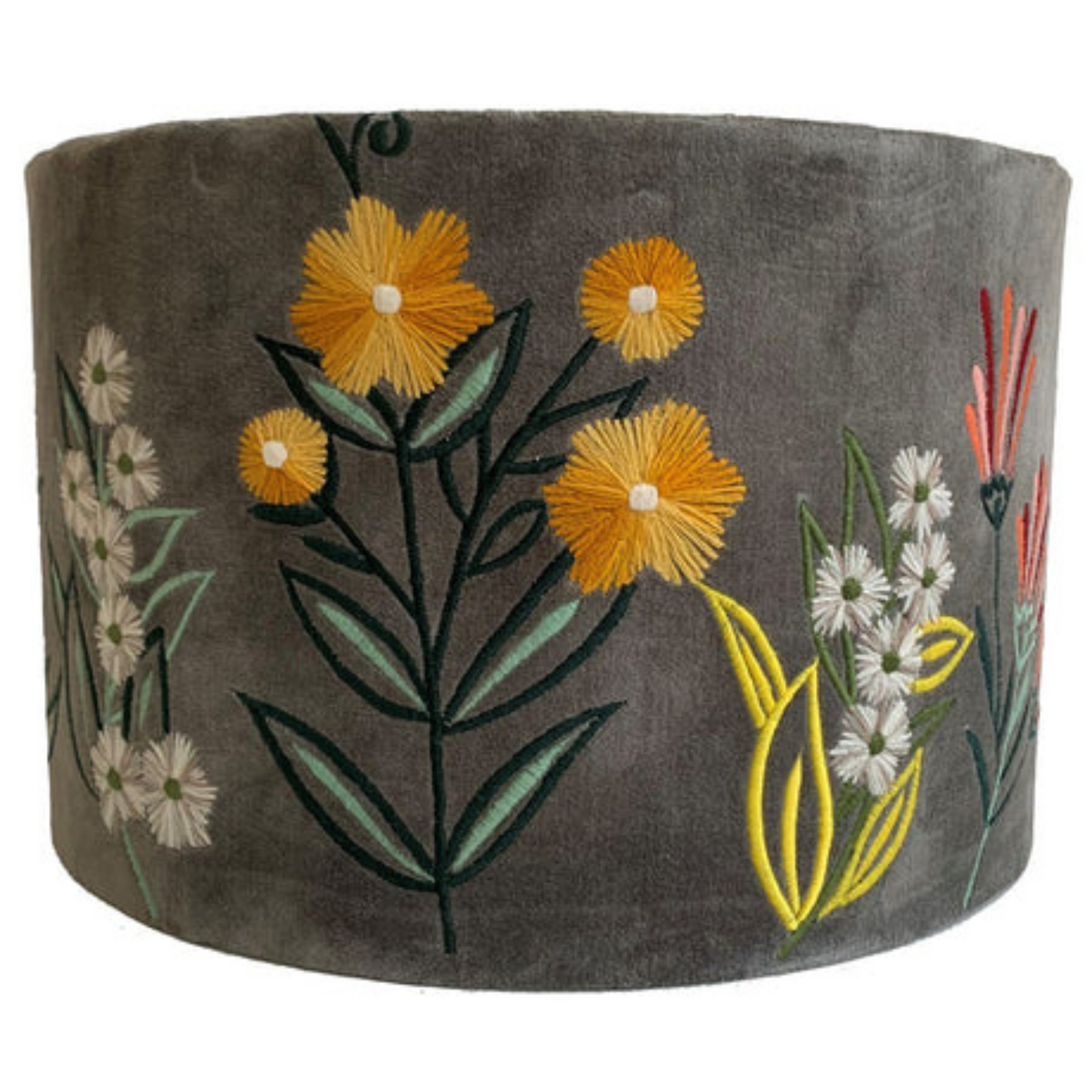 Eucalyptus Grey Multi Velvet Drum Shade