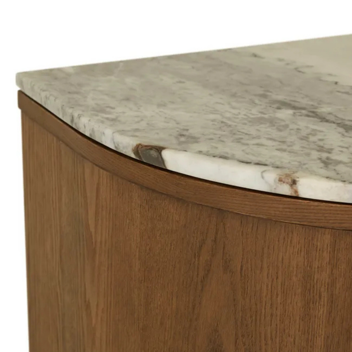 Oberon Crescent Marble Storage Unit - Matt Ocean Marble - Smoked Ash