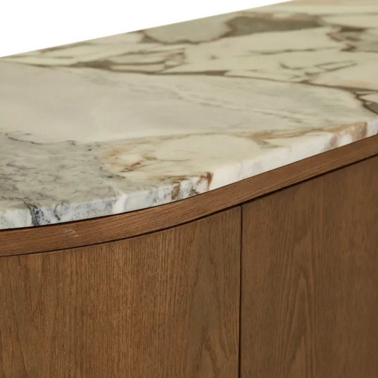 Oberon Crescent Marble Storage Unit - Matt Ocean Marble - Smoked Ash
