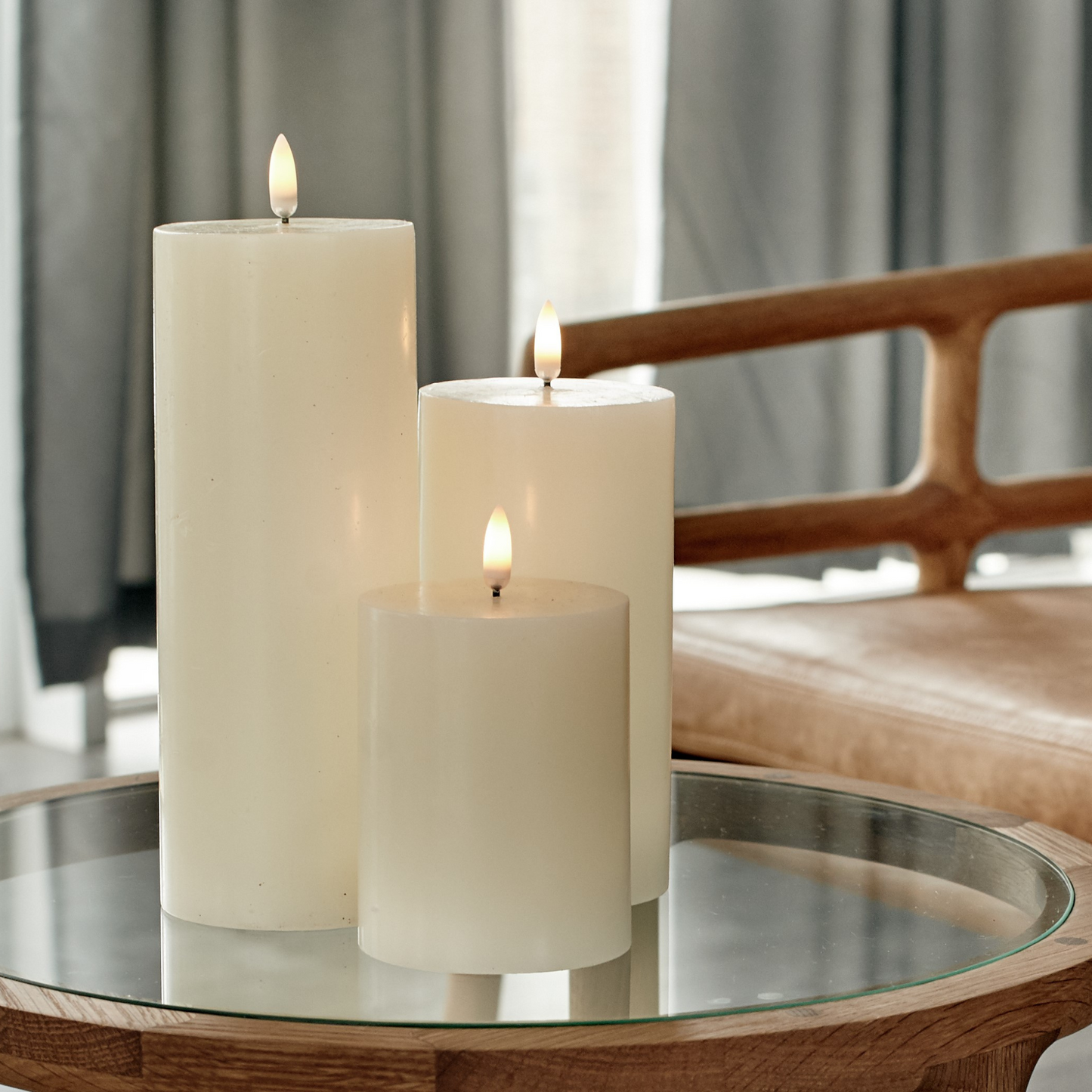 LED Pillar Candles Ivory