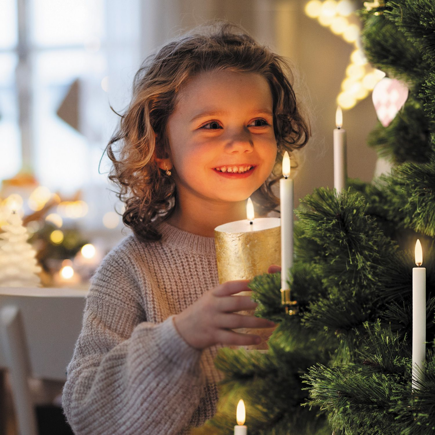 LED Pillar Candles Gold