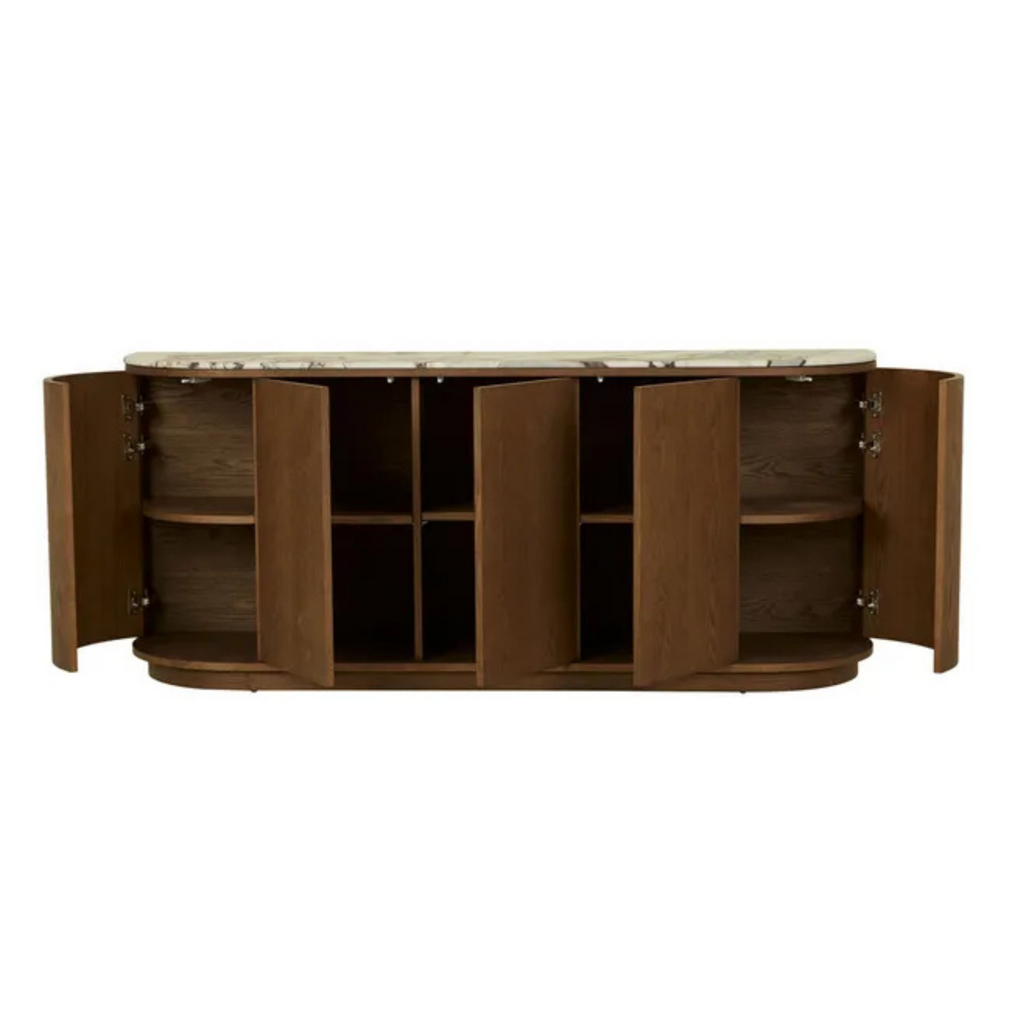 Oberon Crescent Marble Buffet - Matt Ocean Marble - Smoked Ash by GlobeWest