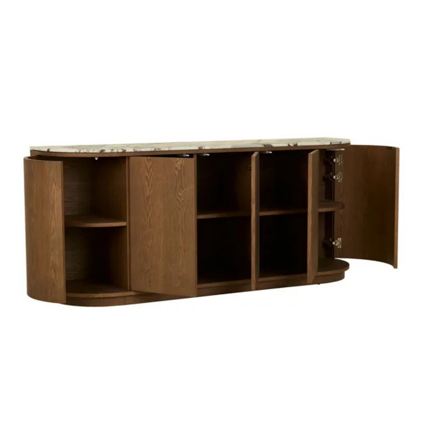 Oberon Crescent Marble Buffet - Matt Ocean Marble - Smoked Ash by GlobeWest