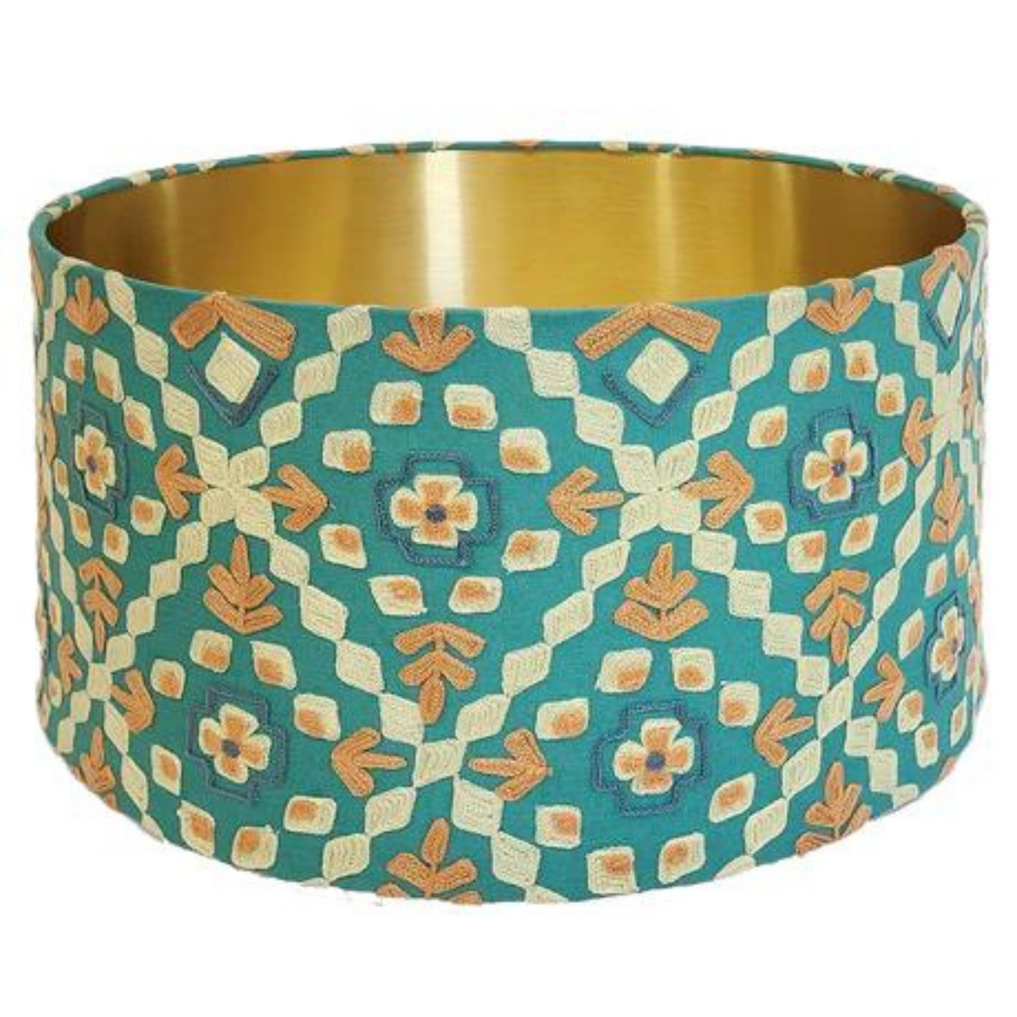 Tribal Diamonds Aqua Multi Cotton Drum Shade