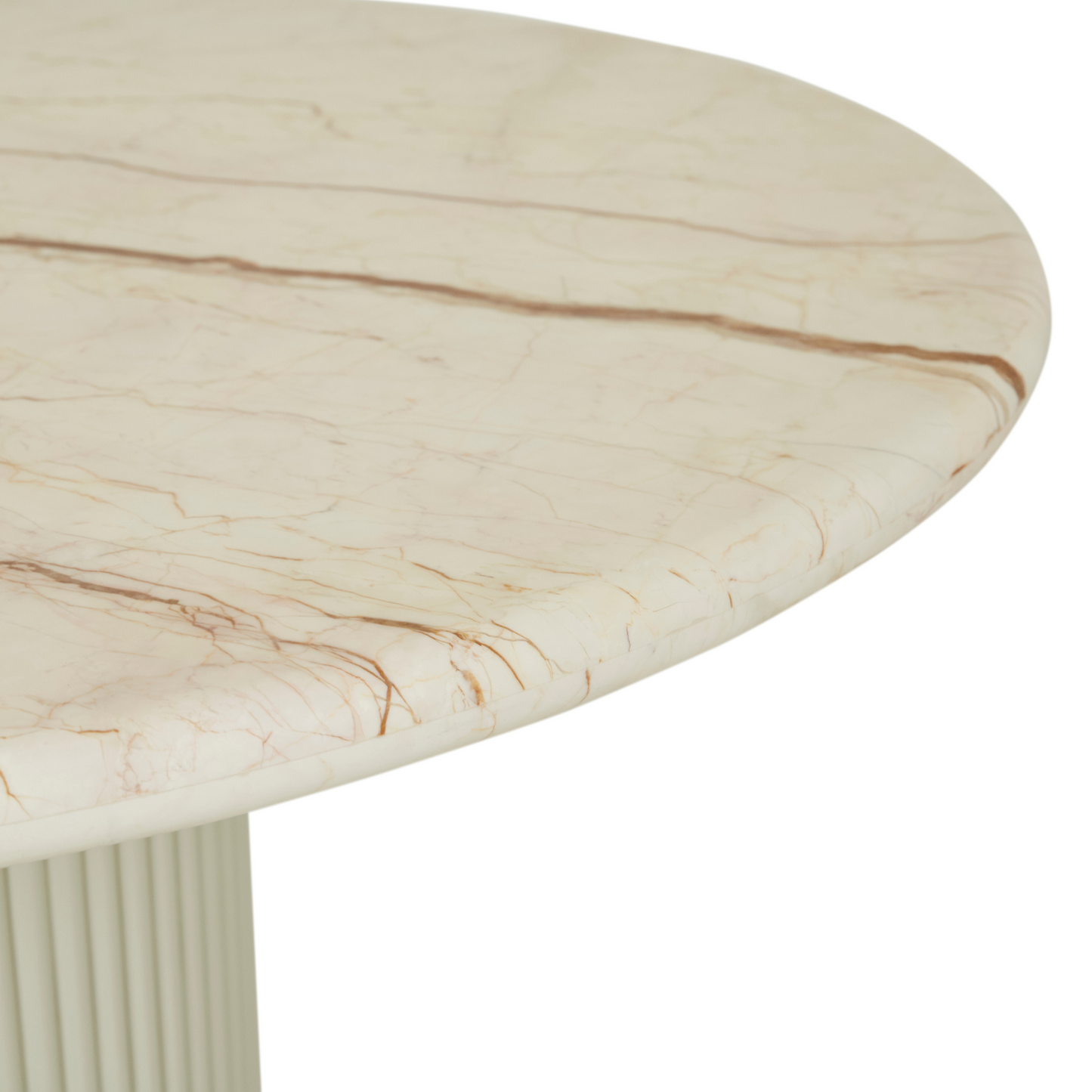 Benjamin Ripple Round Marble Dining Table Brown Vein Marble with Putty by GlobeWest