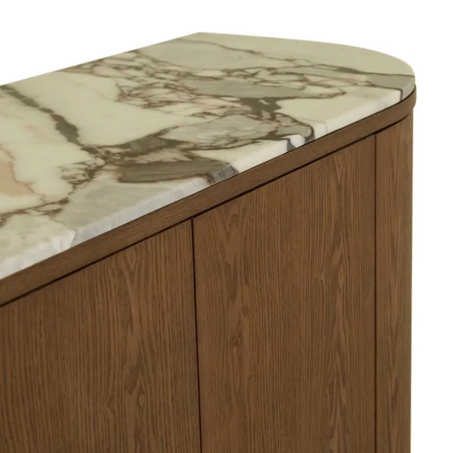 Oberon Crescent Marble Buffet - Matt Ocean Marble - Smoked Ash by GlobeWest