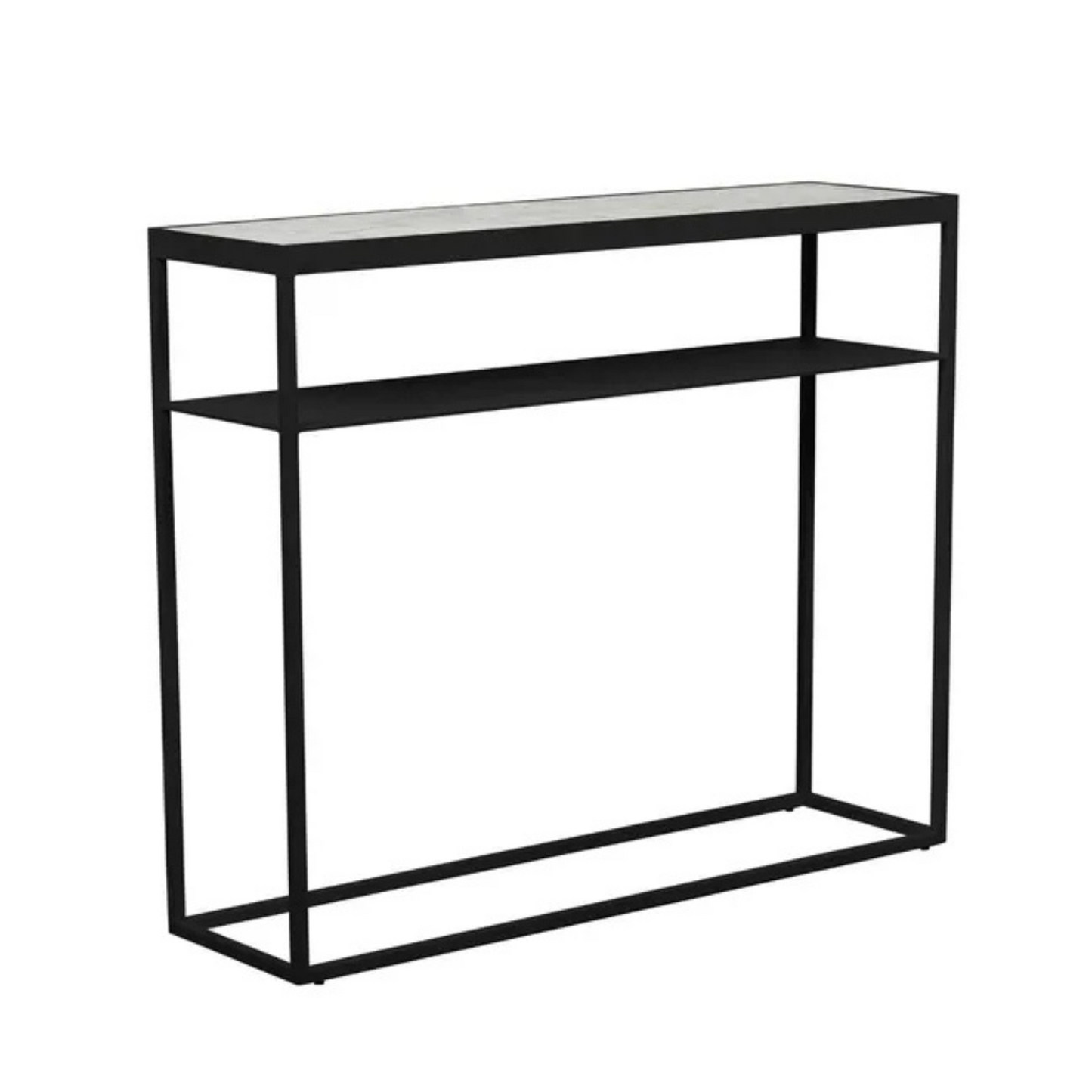 Elle Slim Console - Matt White Marble/Black - 900mm by GlobeWest
