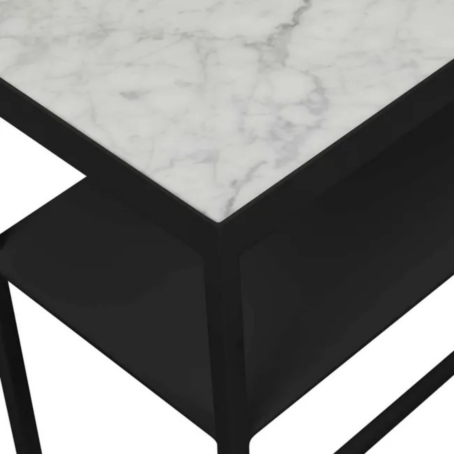Elle Slim Console - Matt White Marble/Black - 900mm by GlobeWest