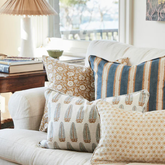 Etoile Saffron Linen Cushion