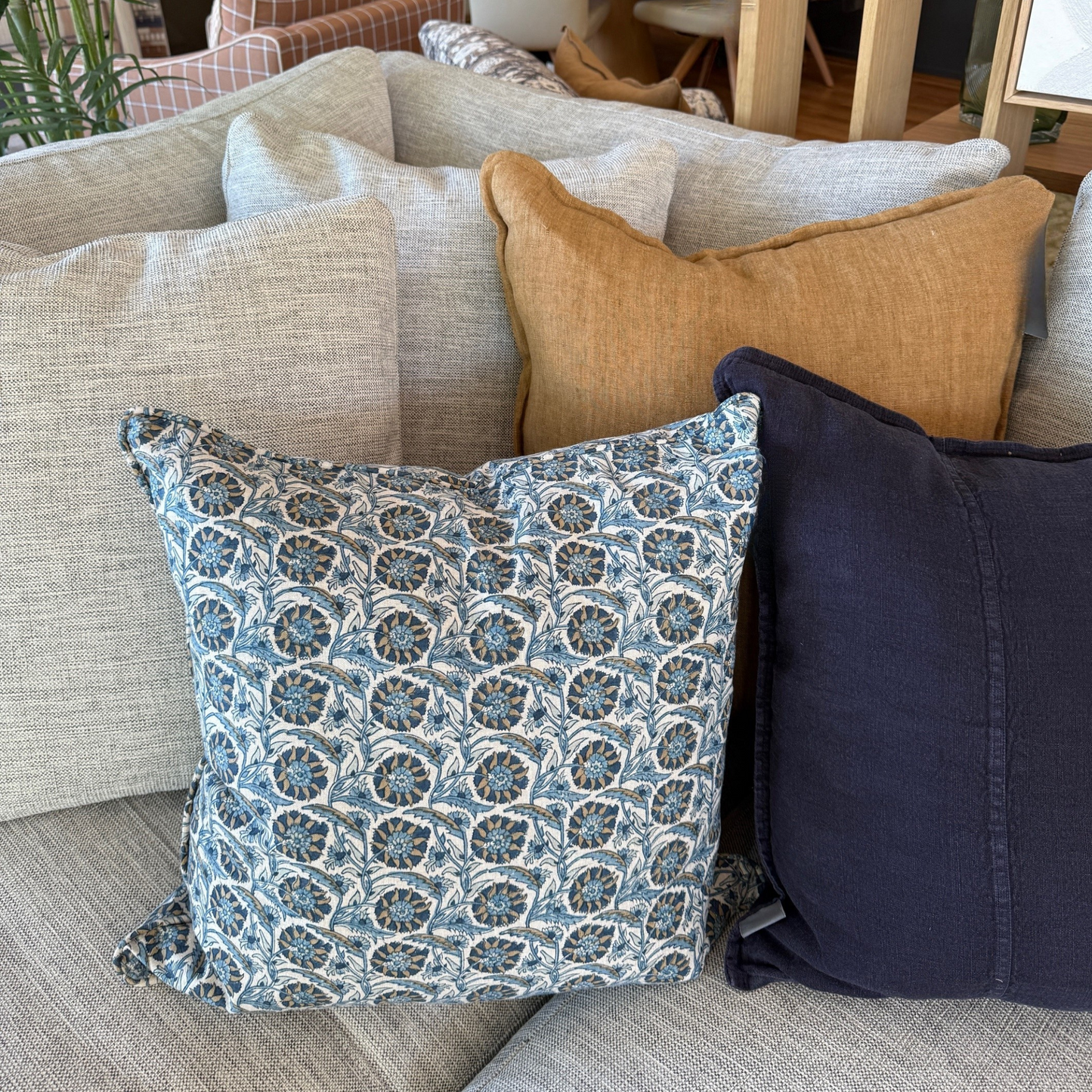 Istanbul Fresh Azure Linen Cushion