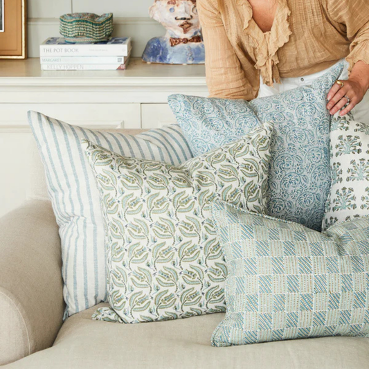 Kumasi Celadon Moss Linen Cushion