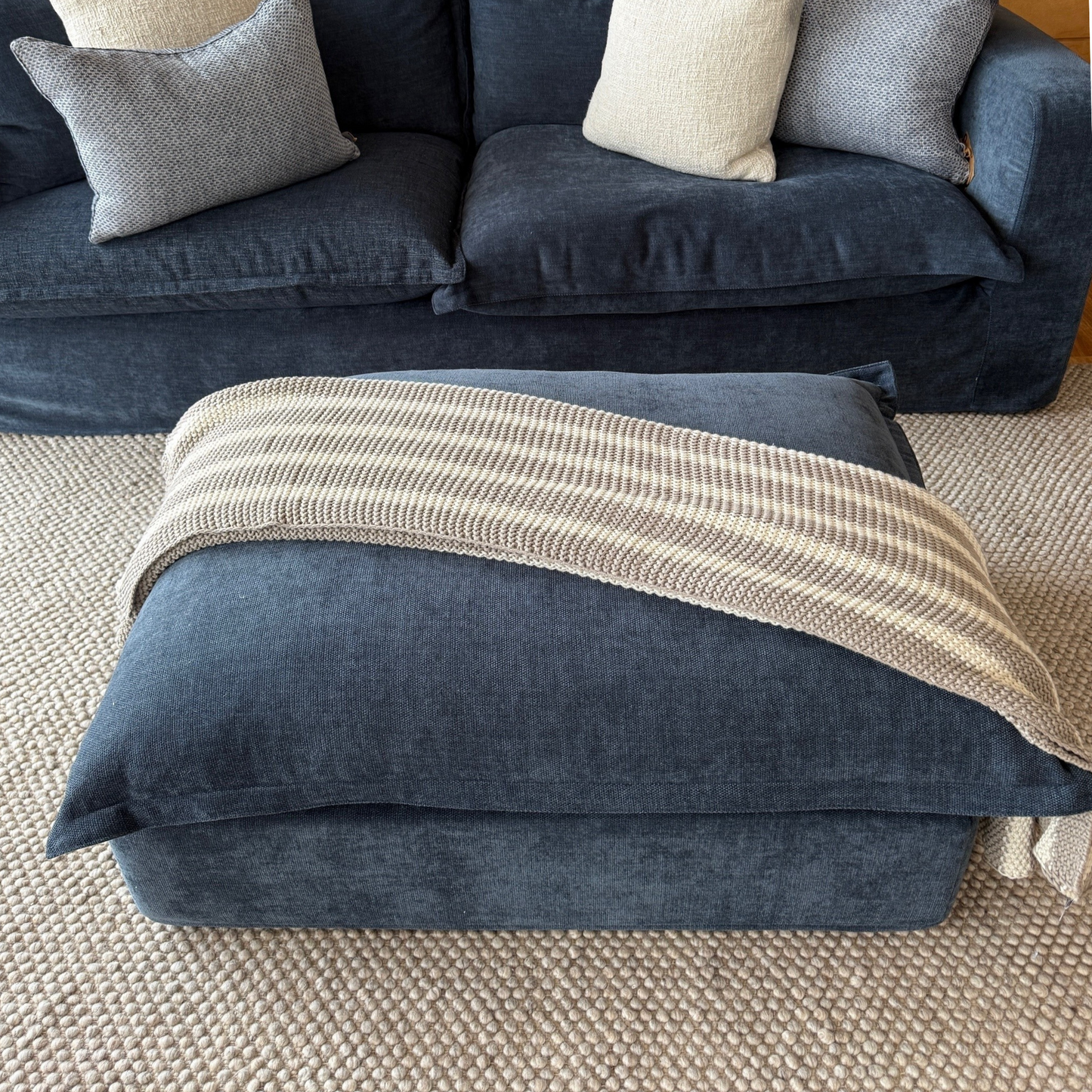 Moss Stitch Striped Throw