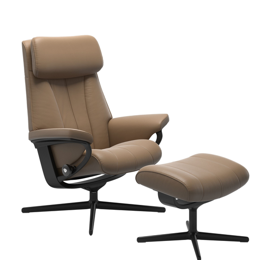 Paul Large Cross Recliner Chair & Stool by Stressless