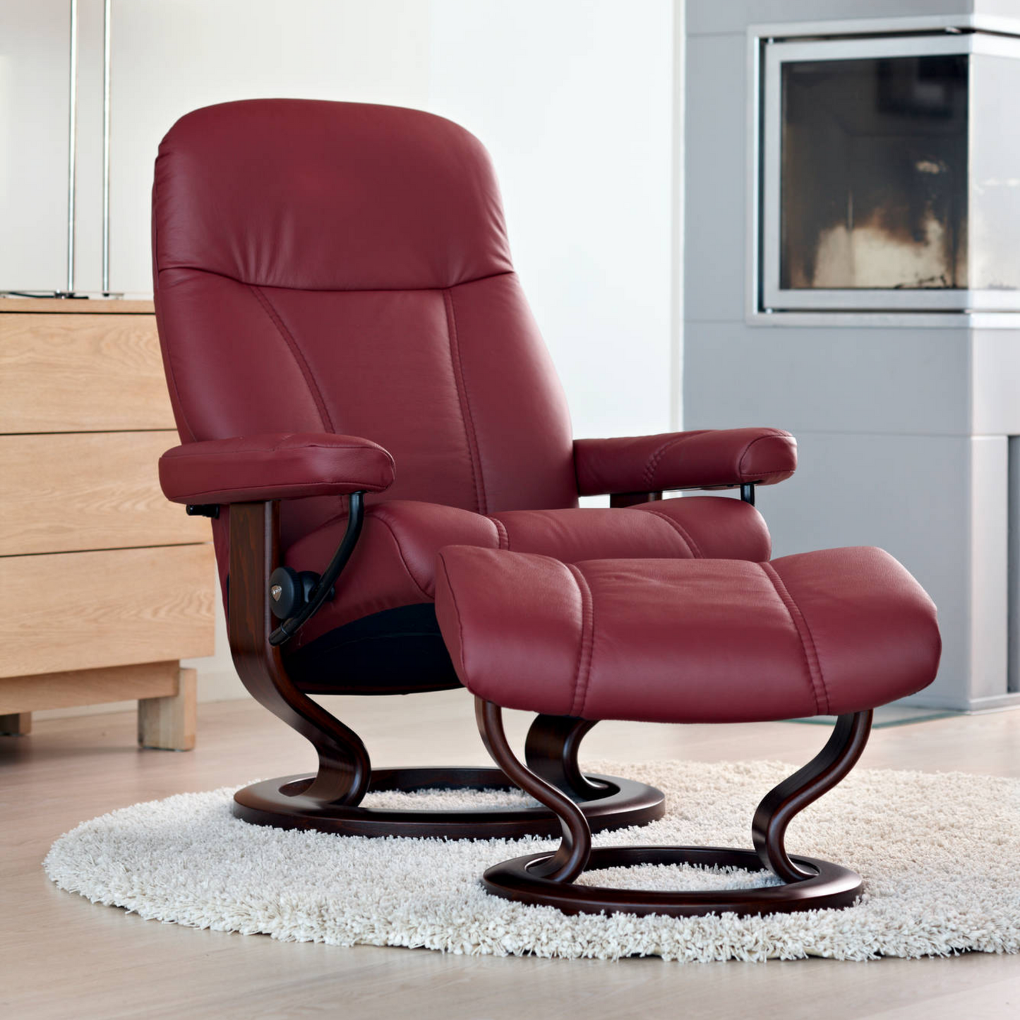 Consul Large Recliner Chair & Stool Classic Base by Stressless
