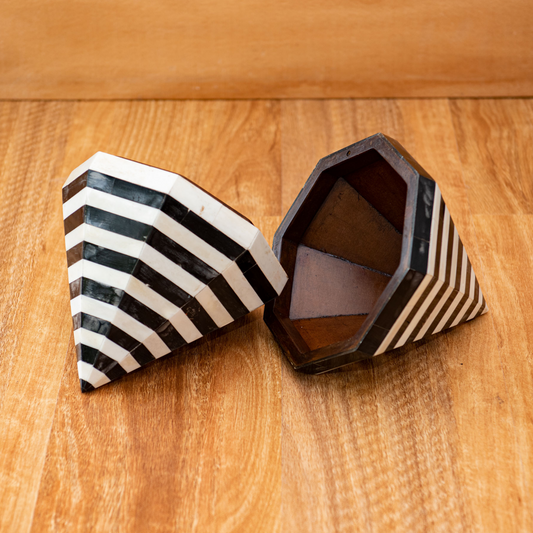 Bone Inlay Black and White Stripe Decorative Prism