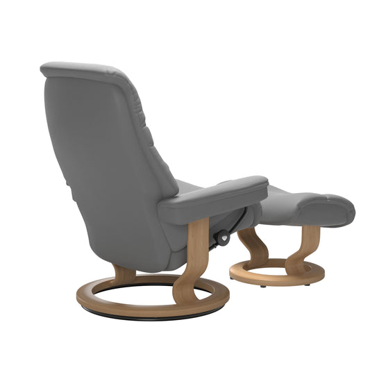 Sunrise Small Recliner Chair & Stool Classic Base by Stressless