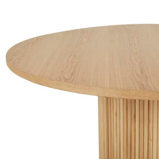 Benjamin Ripple Round Dining Table in Natural Ash by GlobeWest