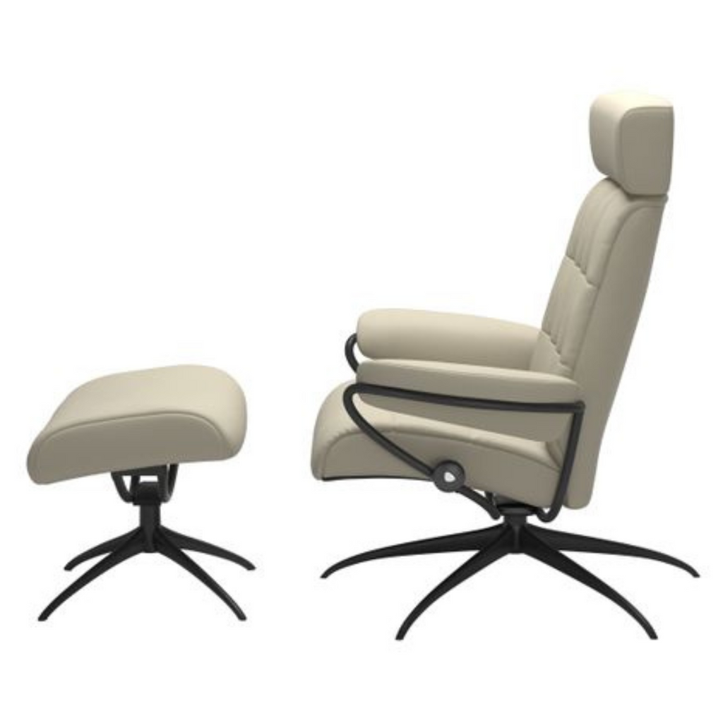 London Adjustable Head Rest Recliner Chair & Stool with Star Base by Stressless