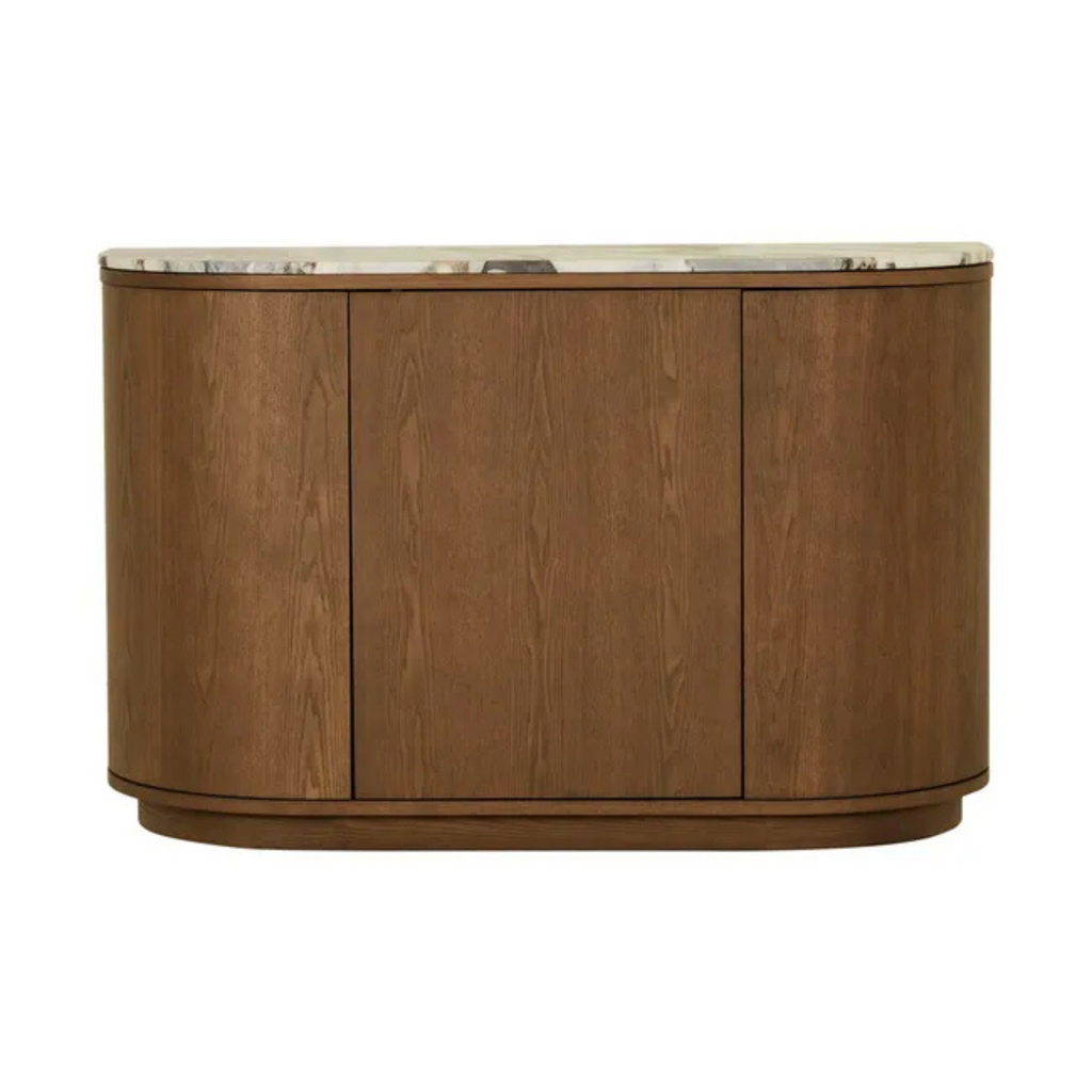 Oberon Crescent Marble Storage Unit - Matt Ocean Marble - Smoked Ash by GlobeWest