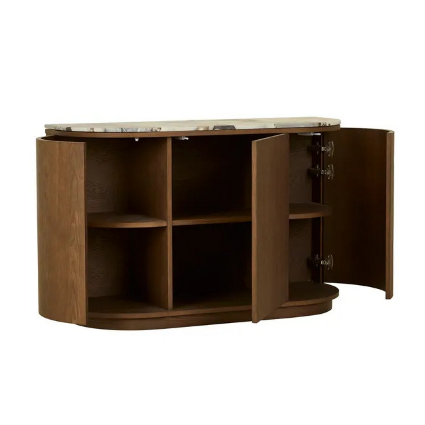 Oberon Crescent Marble Storage Unit - Matt Ocean Marble - Smoked Ash
