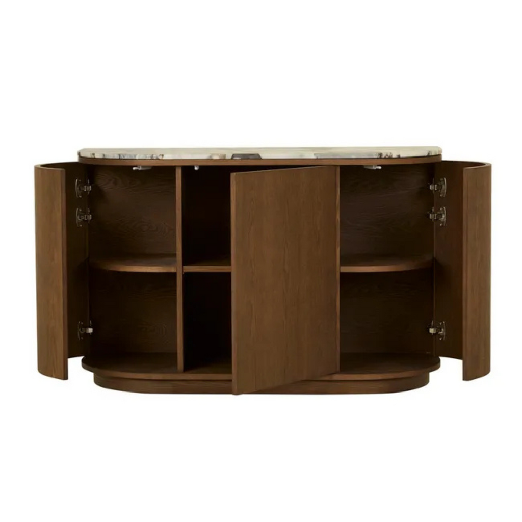 Oberon Crescent Marble Storage Unit - Matt Ocean Marble - Smoked Ash by GlobeWest