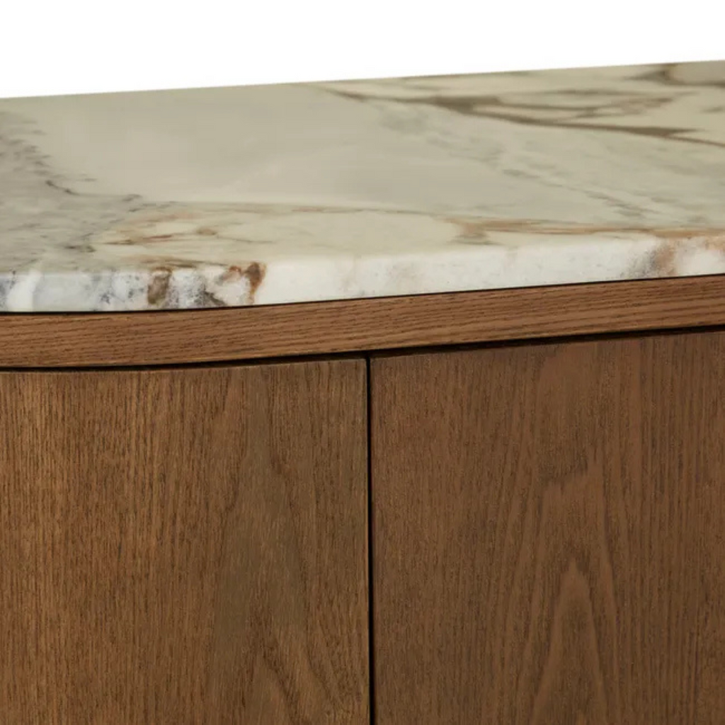 Oberon Crescent Marble Storage Unit - Matt Ocean Marble - Smoked Ash by GlobeWest