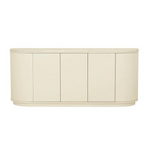 Oberon Crescent Marble Buffet - Natural Travertine - Shell by GlobeWest