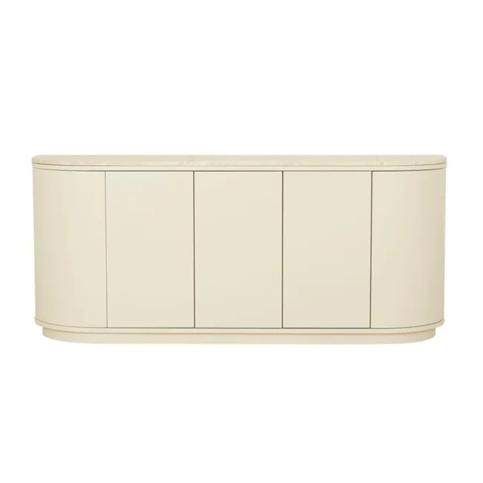 Oberon Crescent Marble Buffet - Natural Travertine - Shell by GlobeWest