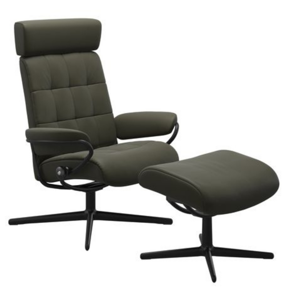 London Adjustable Head Rest Recliner Chair & Stool with Star Base by Stressless