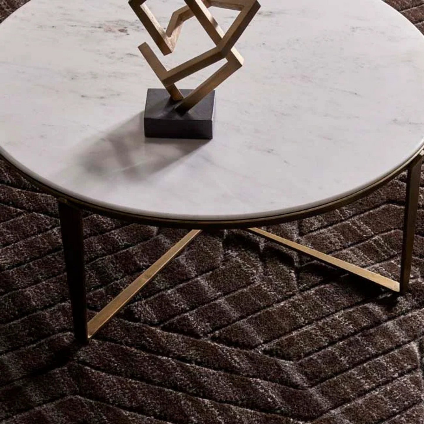 Ophelia Coffee Table - White - Antique Brass by Globewest