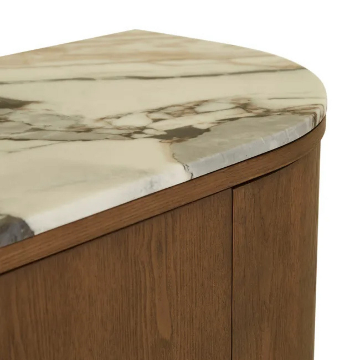 Oberon Crescent Marble Storage Unit - Matt Ocean Marble - Smoked Ash
