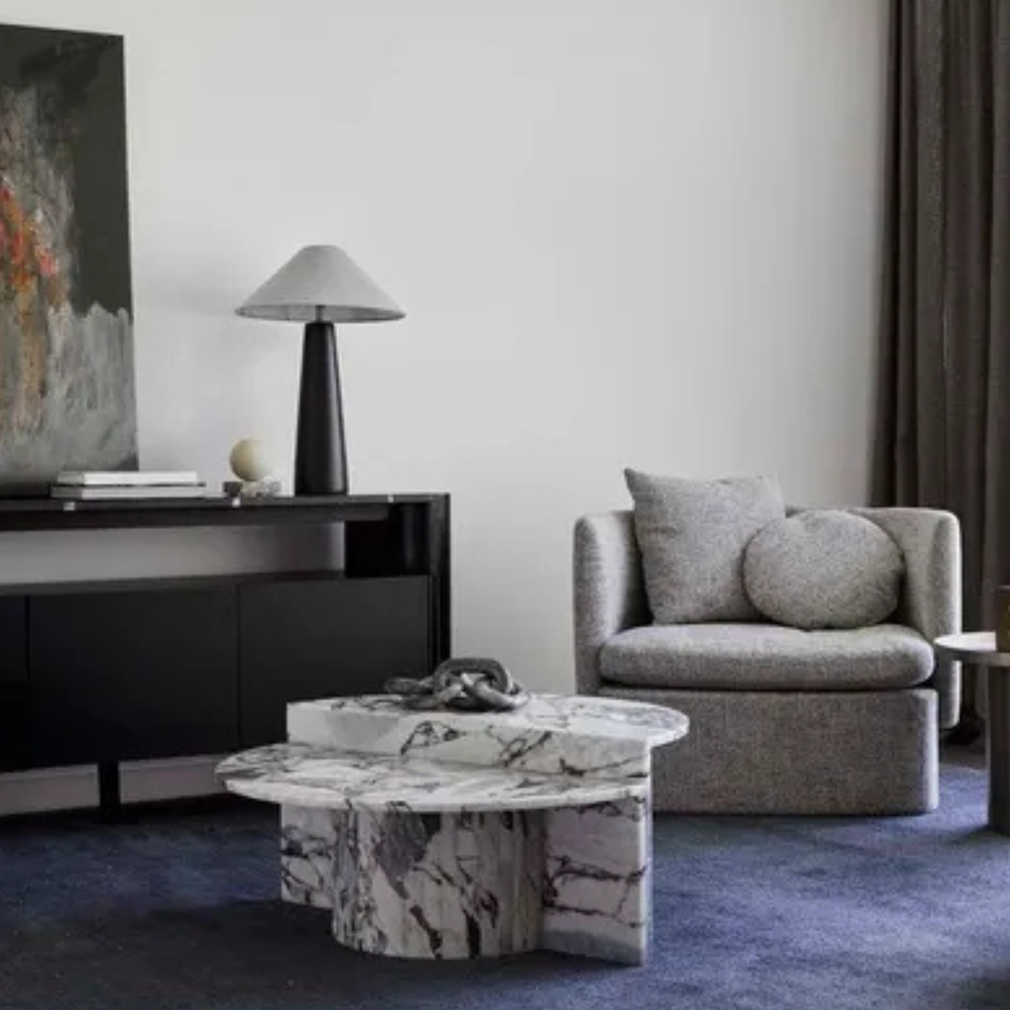 Elle Lune Coffee Table - Natural Ocean Marble - by Globewest