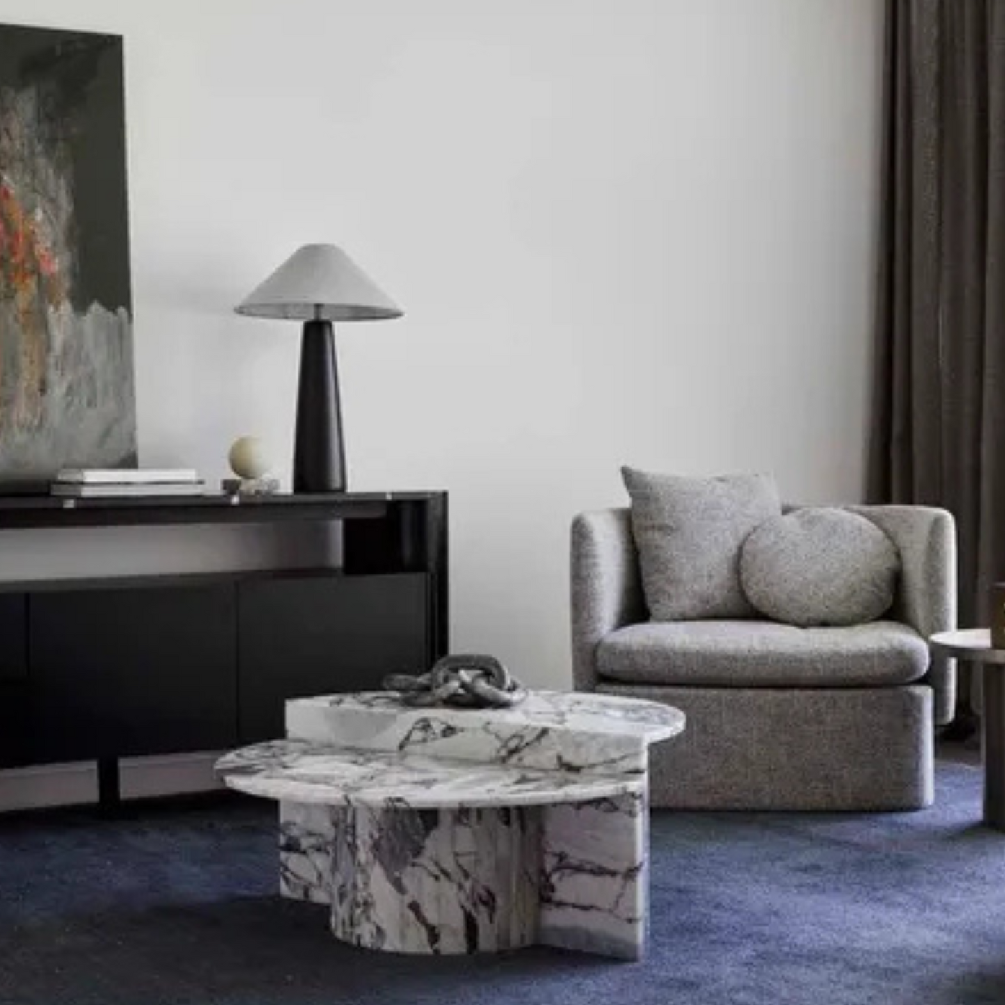 Elle Lune Coffee Table - Natural Ocean Marble - by Globewest