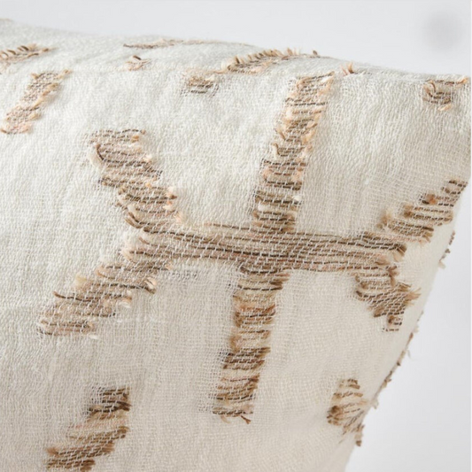 Eros Linen Cushion - Off White/Nutmeg