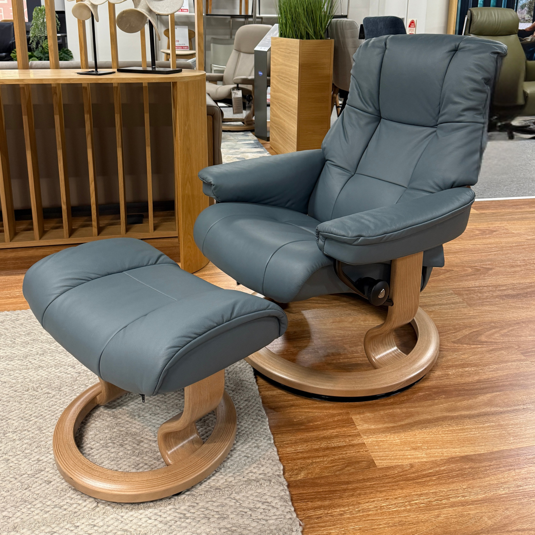 Mayfair Small Recliner Chair & Footstool with Classic Base by Stressless Ex Display
