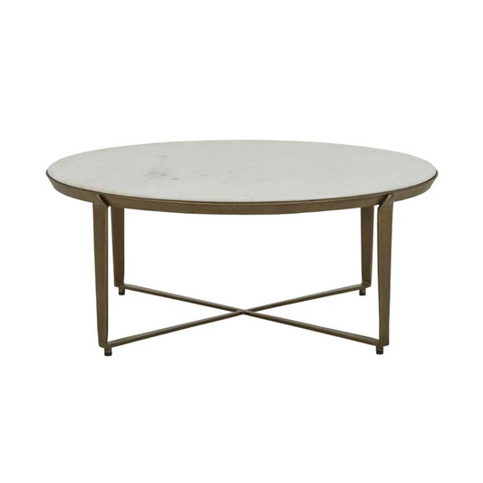 Ophelia Coffee Table - White - Antique Brass by Globewest