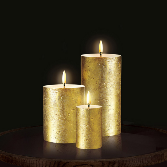 LED Pillar Candles Gold