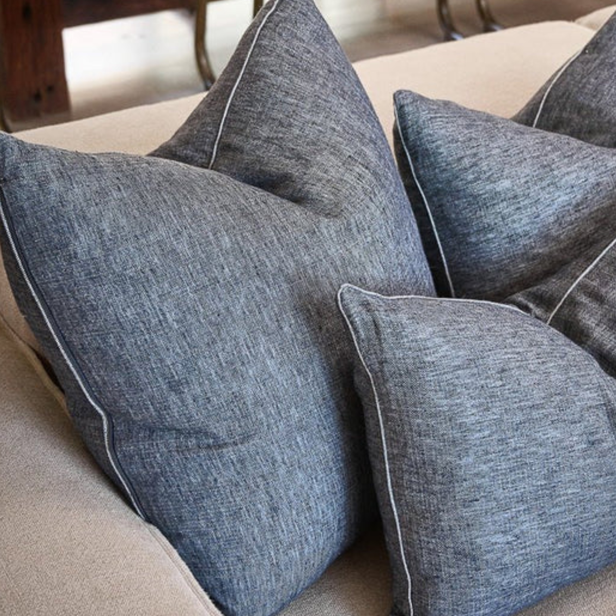 Halcyon Linen Cushion Ink 60 x 60cm
