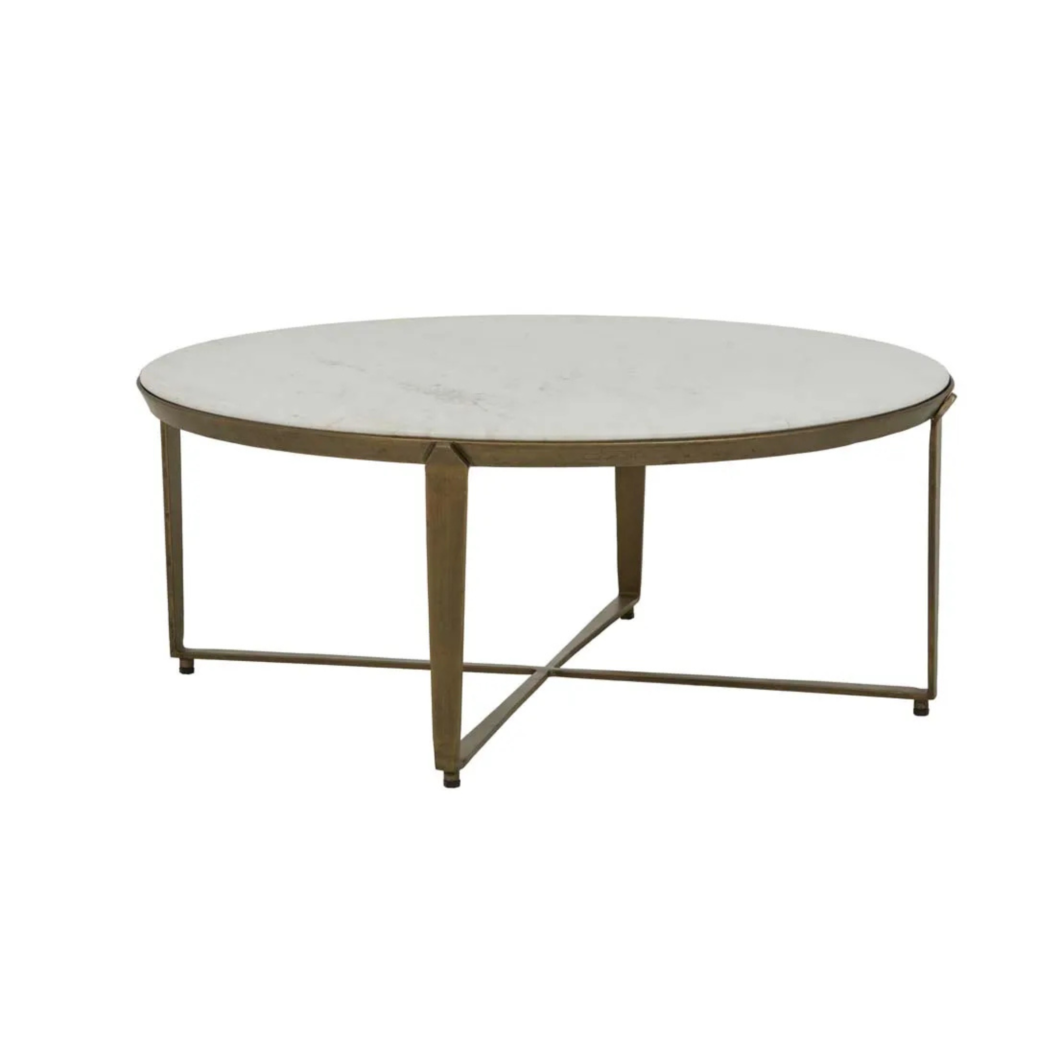 Ophelia Coffee Table - White - Antique Brass by Globewest