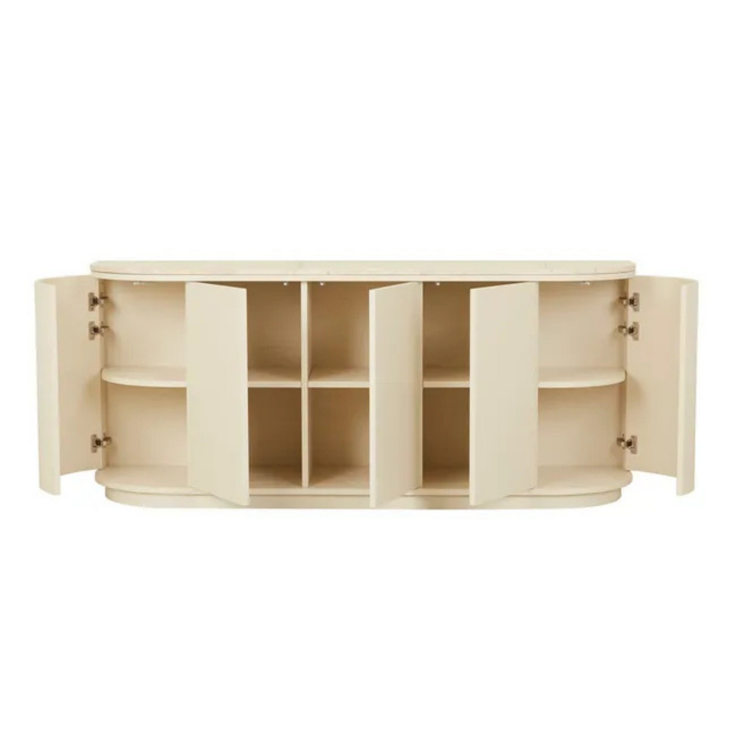 Oberon Crescent Marble Buffet - Natural Travertine - Shell by GlobeWest