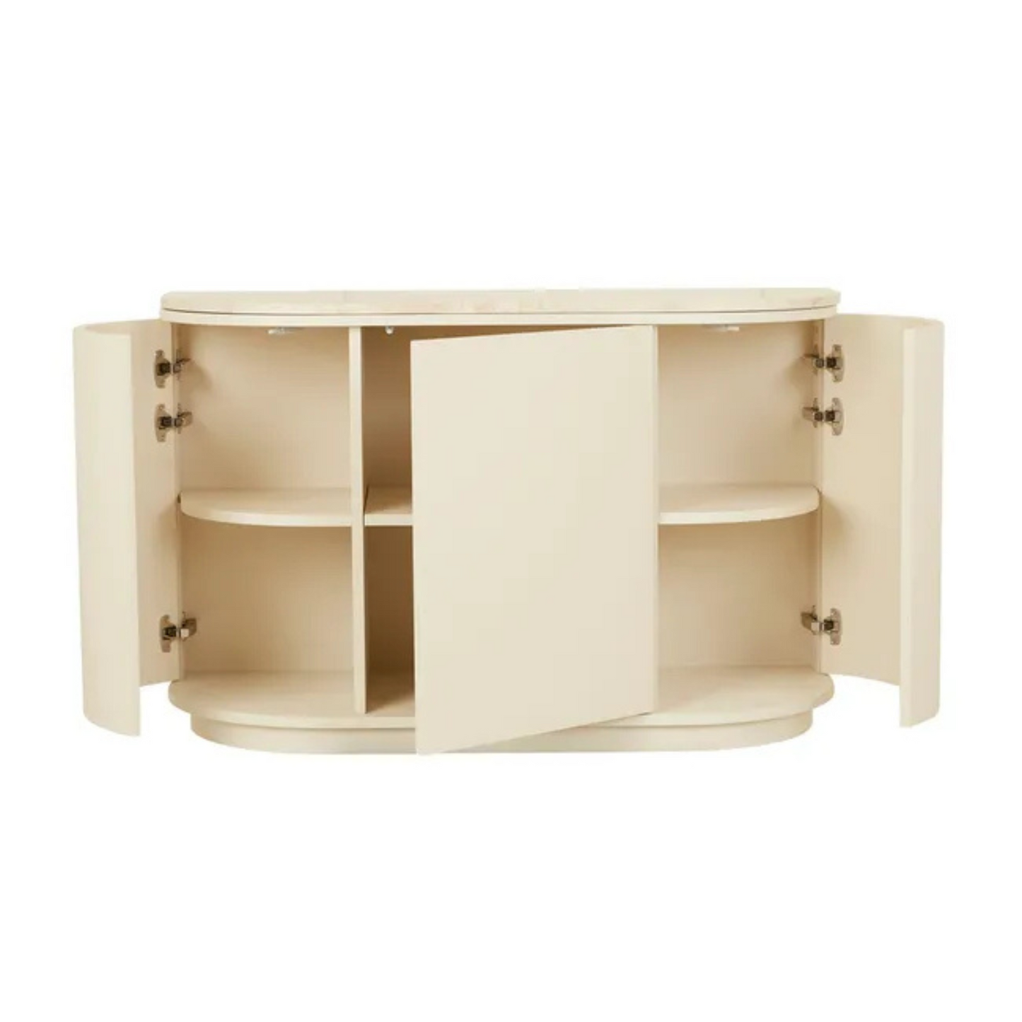 Oberon Crescent Marble Storage Unit - Natural Travertine - Shell by GlobeWest