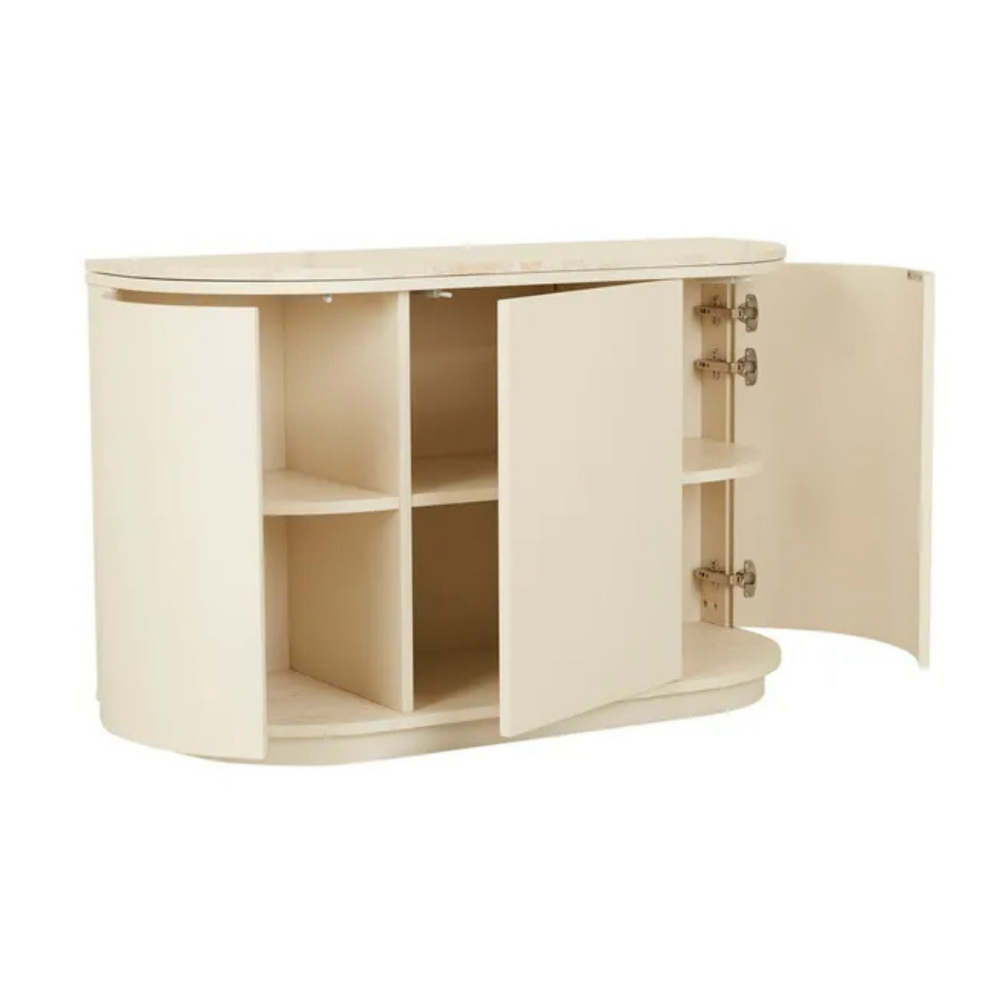 Oberon Crescent Marble Storage Unit - Natural Travertine - Shell by GlobeWest