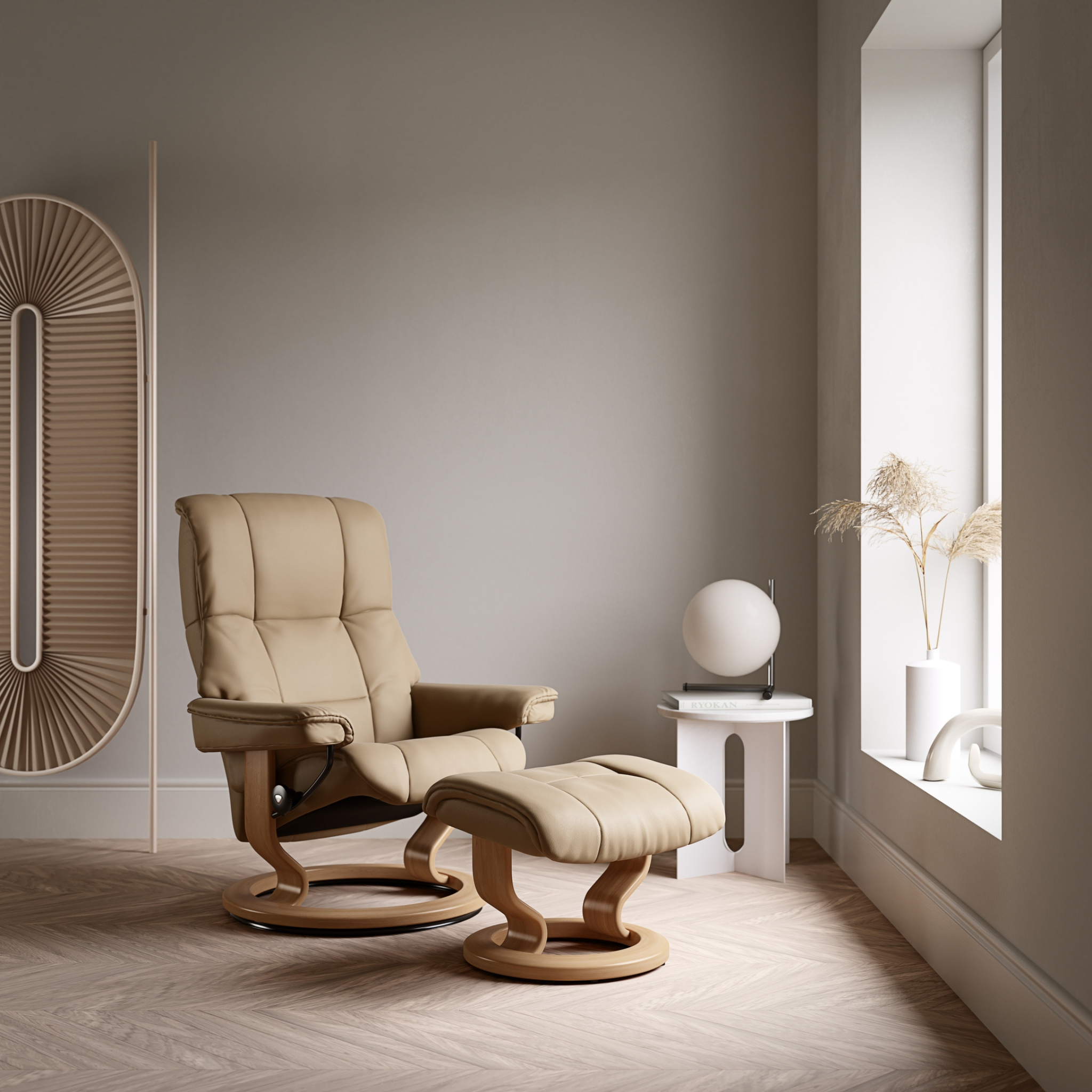 Mayfair Large Recliner Chair & Stool with Classic Base by Stressless