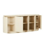 Oberon Crescent Marble Buffet - Natural Travertine - Shell by GlobeWest