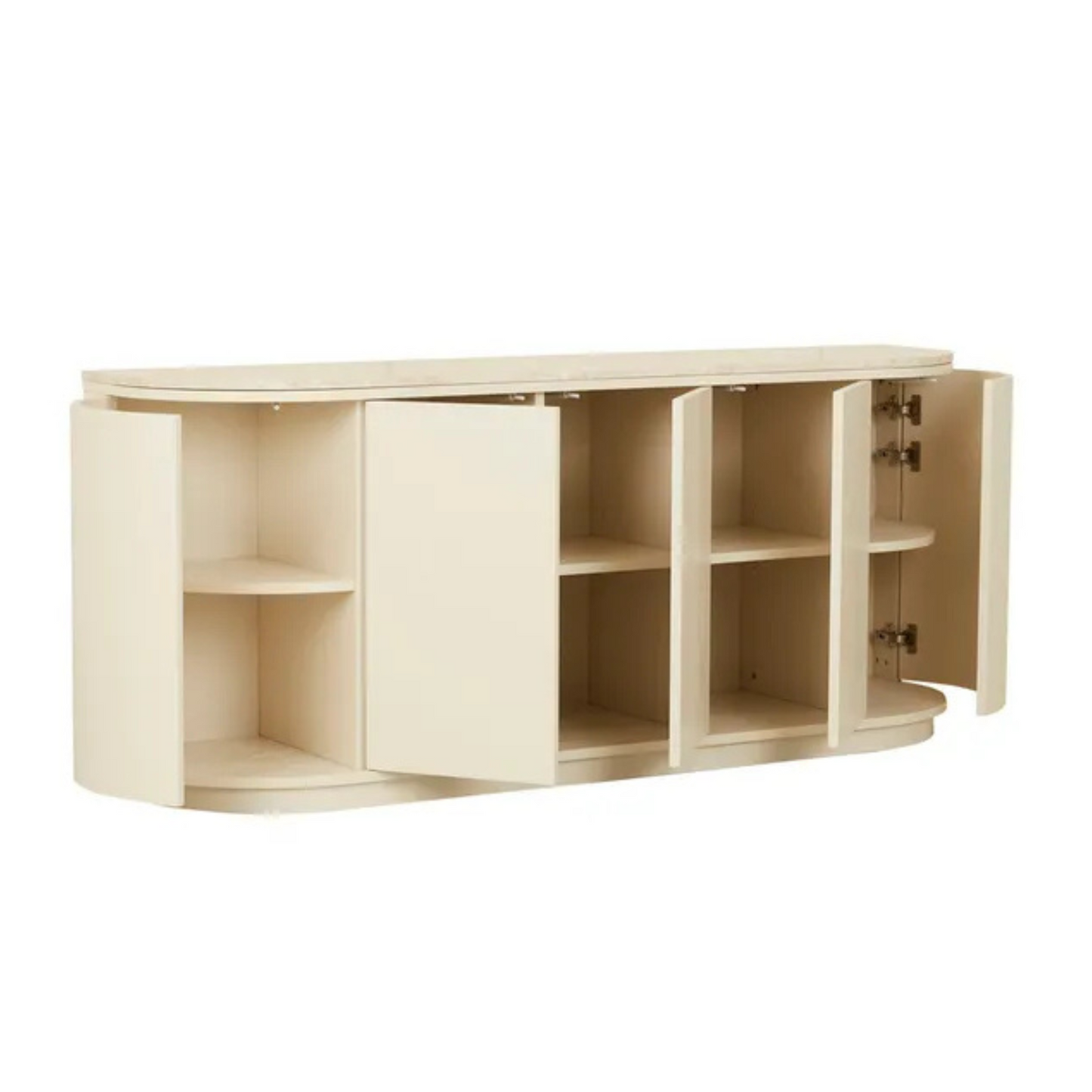 Oberon Crescent Marble Buffet - Natural Travertine - Shell by GlobeWest