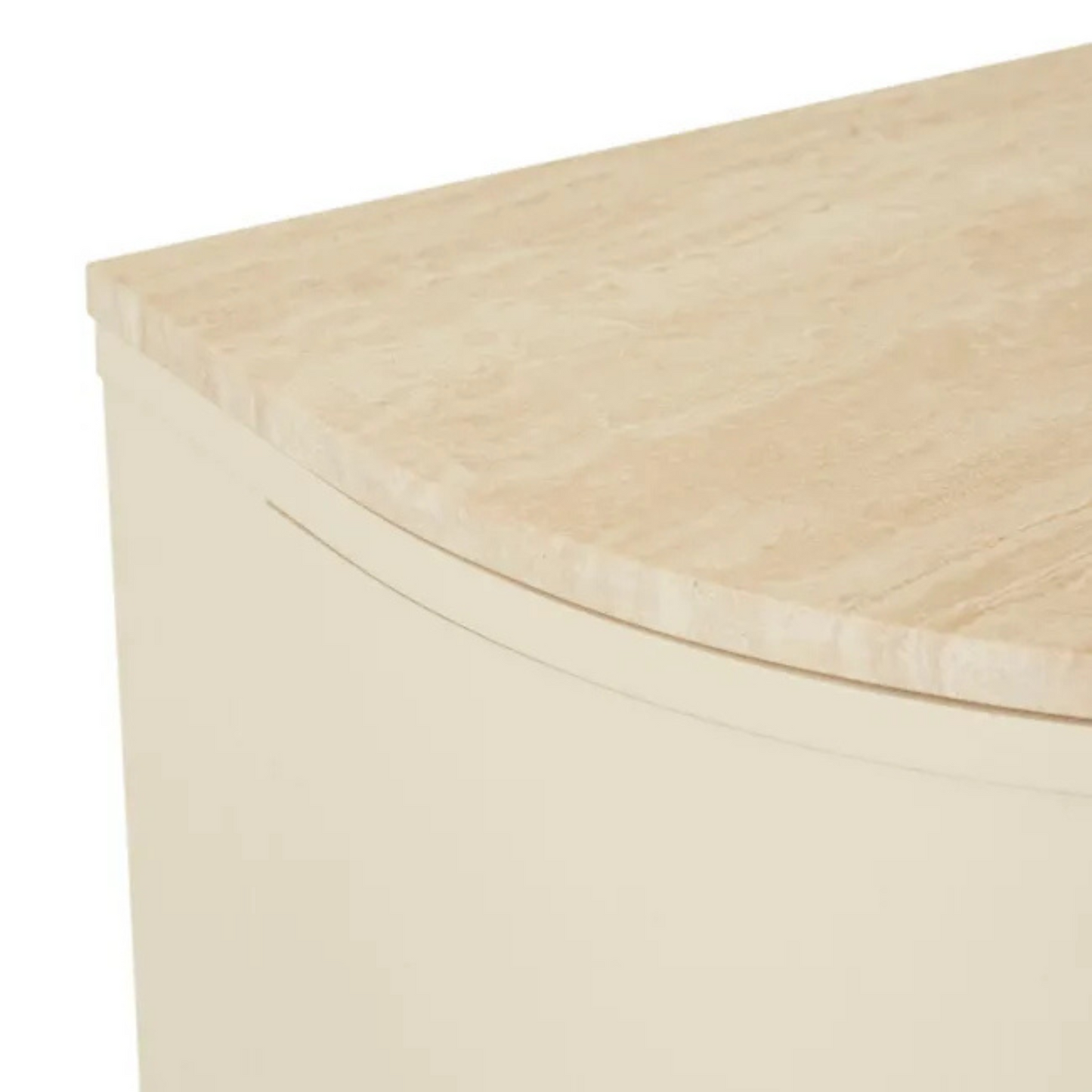Oberon Crescent Marble Buffet - Natural Travertine - Shell by GlobeWest