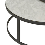 Elle Round Marble Nest Coffee Table - Matt White Marble - Black Metal by Globewest
