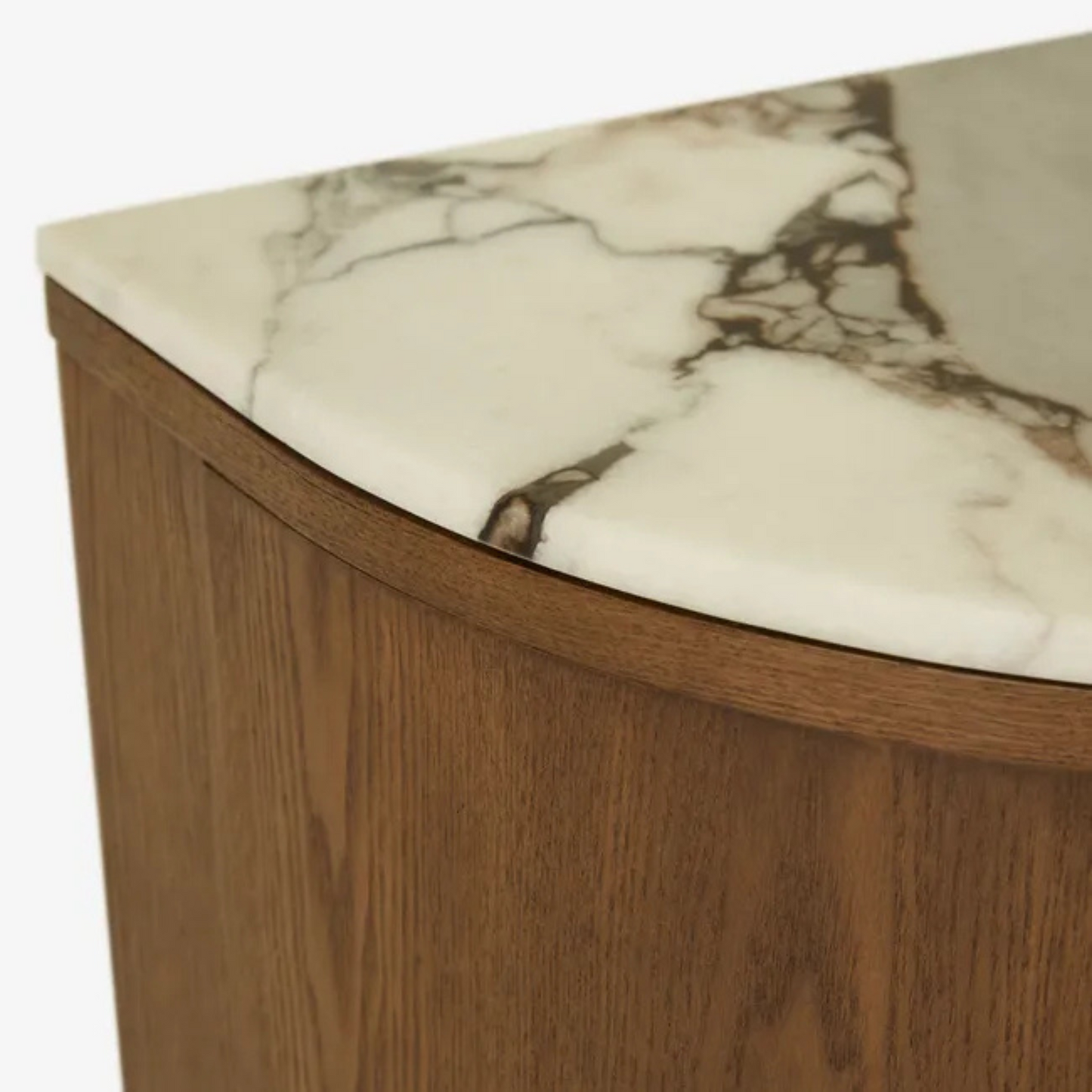 Oberon Crescent Marble Buffet - Matt Ocean Marble - Smoked Ash by GlobeWest